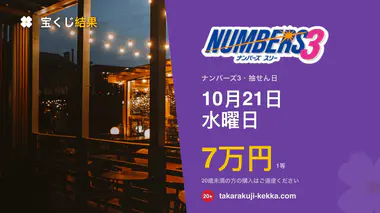 ナンバーズ3 第7097回 2026年10月21日（水）の当選番号：各申込タイプの当せん金